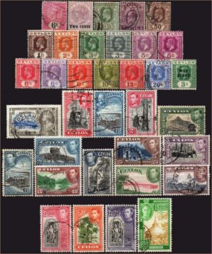 Ceilão (Reino Unido) - 1899 a 1947 - Acumulação com 35 selos