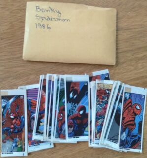 Figurinhas Bomki Spiderman 1986 / valor de cada uma.