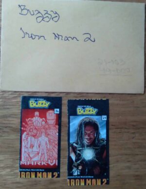 Figurinhas Buzzy Iron man 2 2010 / valor de cada uma.