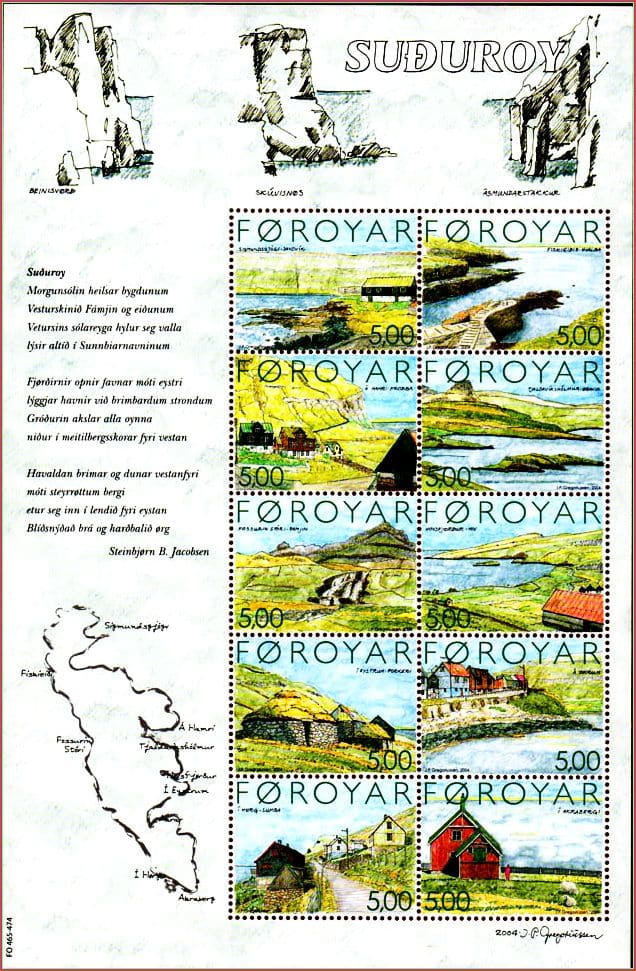 Ilhas Faroe - Ilha Suthuroy - 2004 - S/Completa - Bloco com 10 selos