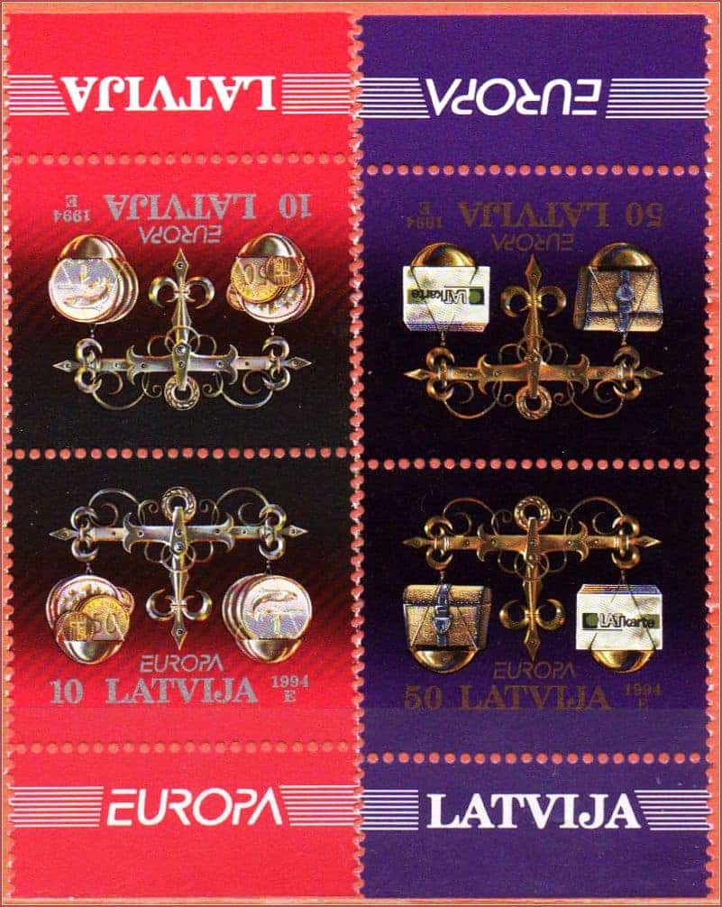 Letônia - Europa - Grandes descobertas - 1994 - S/Completa - 2 pares tete-beche