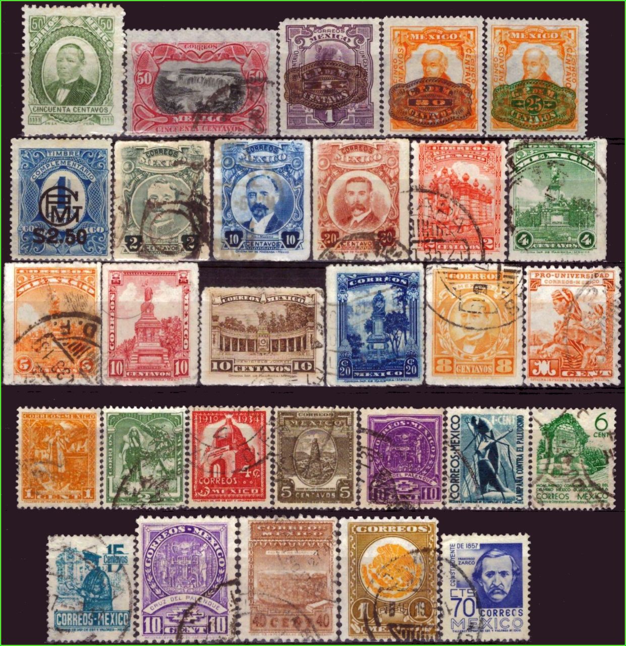 México - 1879 a 1956 - Acumulação com 29 selos