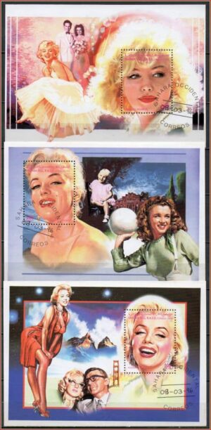 República Saaraui - Marilyn Monroe - 1996 - 3 Blocos