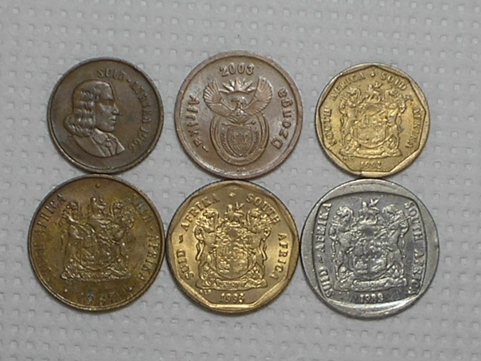 Africa do Sul - 6 moedas diferentes datas e valores / Ni-Bz / box39