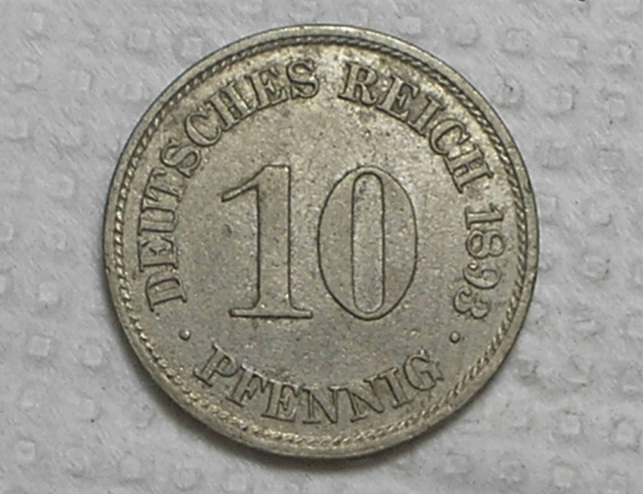 Alemanha 10 Pfennig 1893a Berlin Co Ni Box32