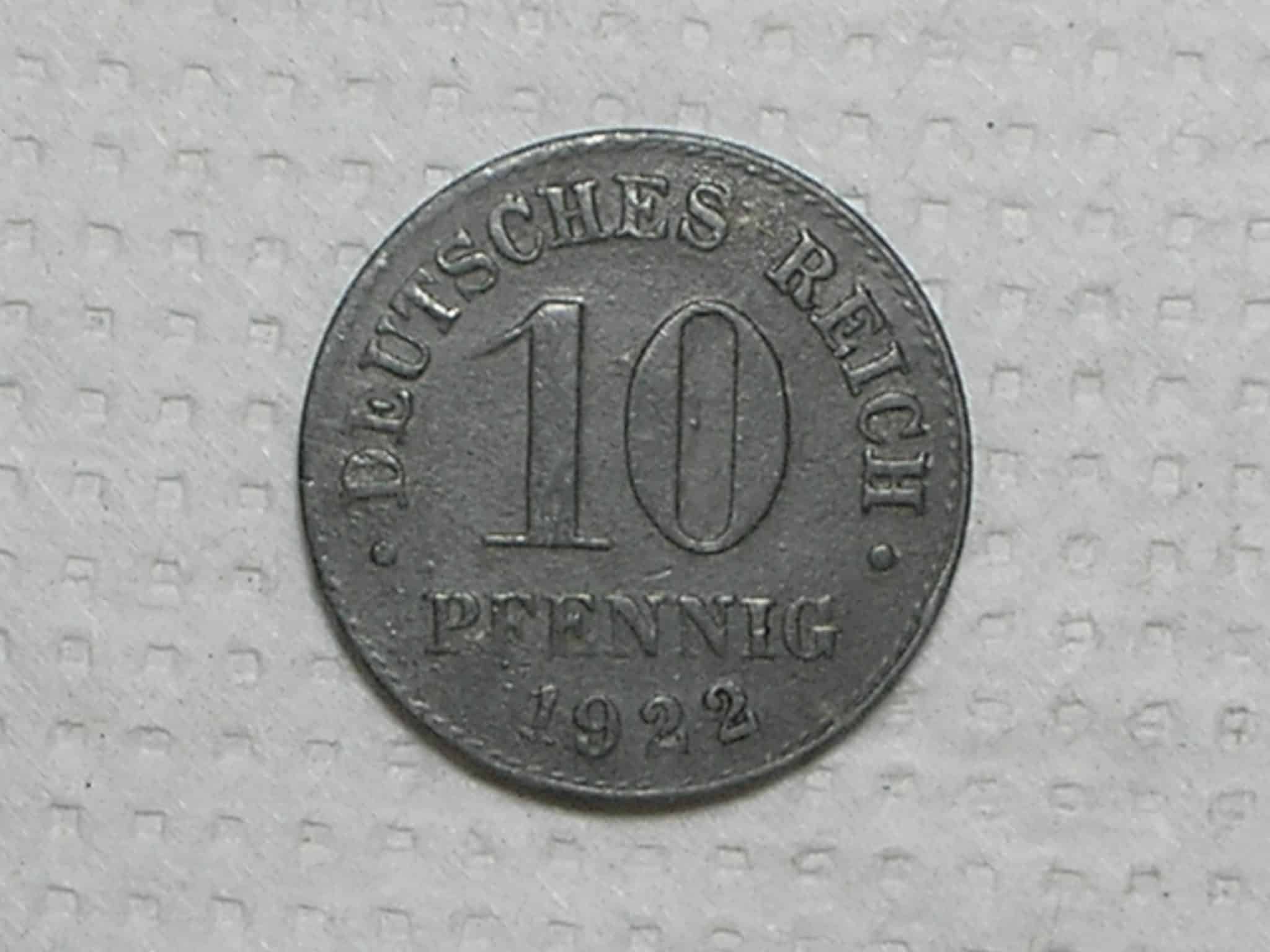 Alemanha 10 Pfennig 1922 Zinco Box392