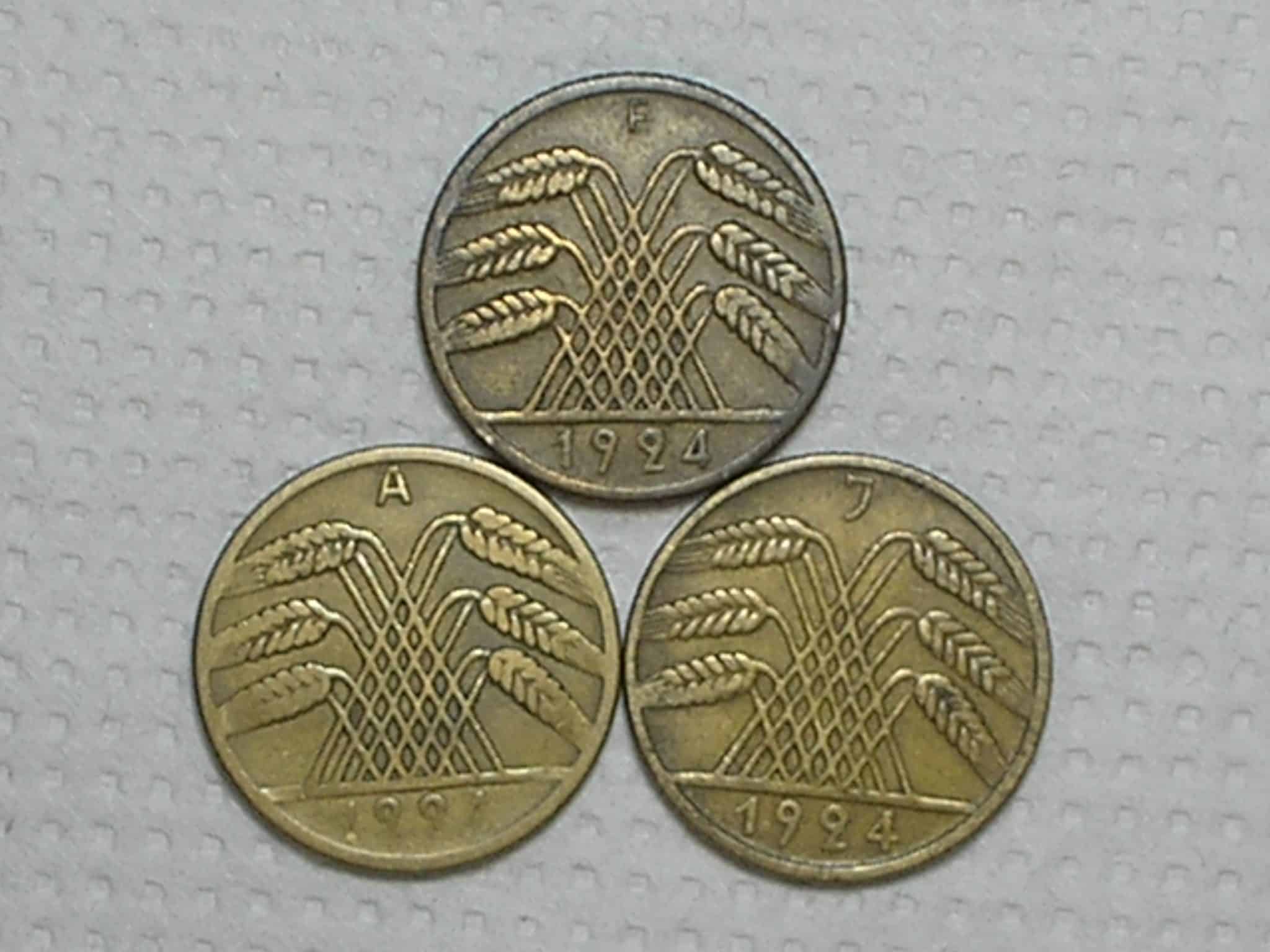 Alemanha 10 Pfennig 1924a J F Bz Al Box39