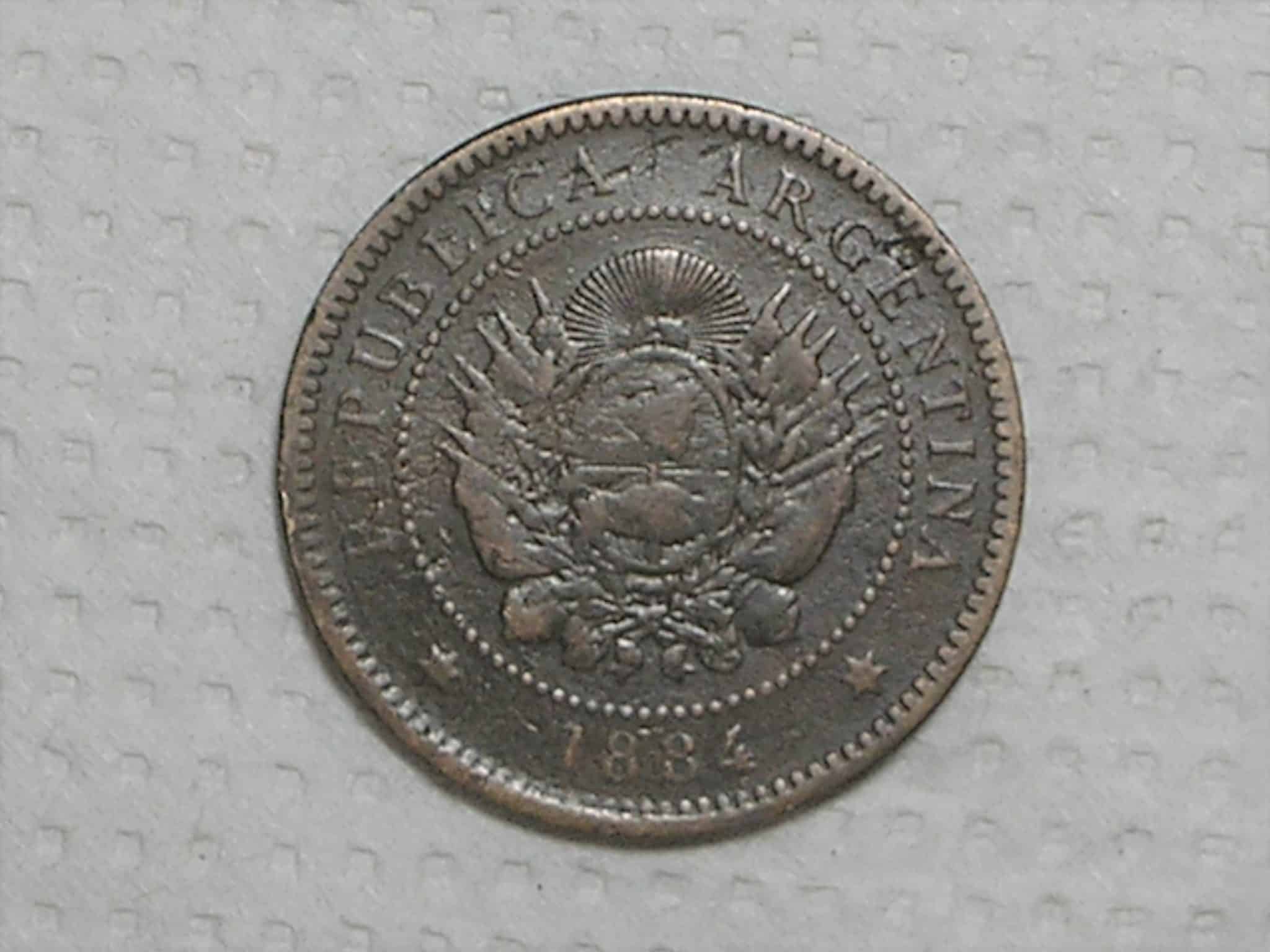 Argentina) 1 Centavo - 1884 / Carimbo Piratino / Bronze / box39.1