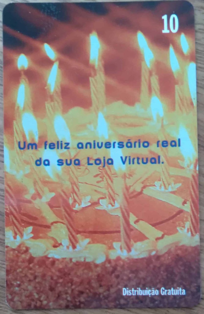 Cartão Brasil Tele Centro Sul Indutivo 2000. Feliz aniversário.