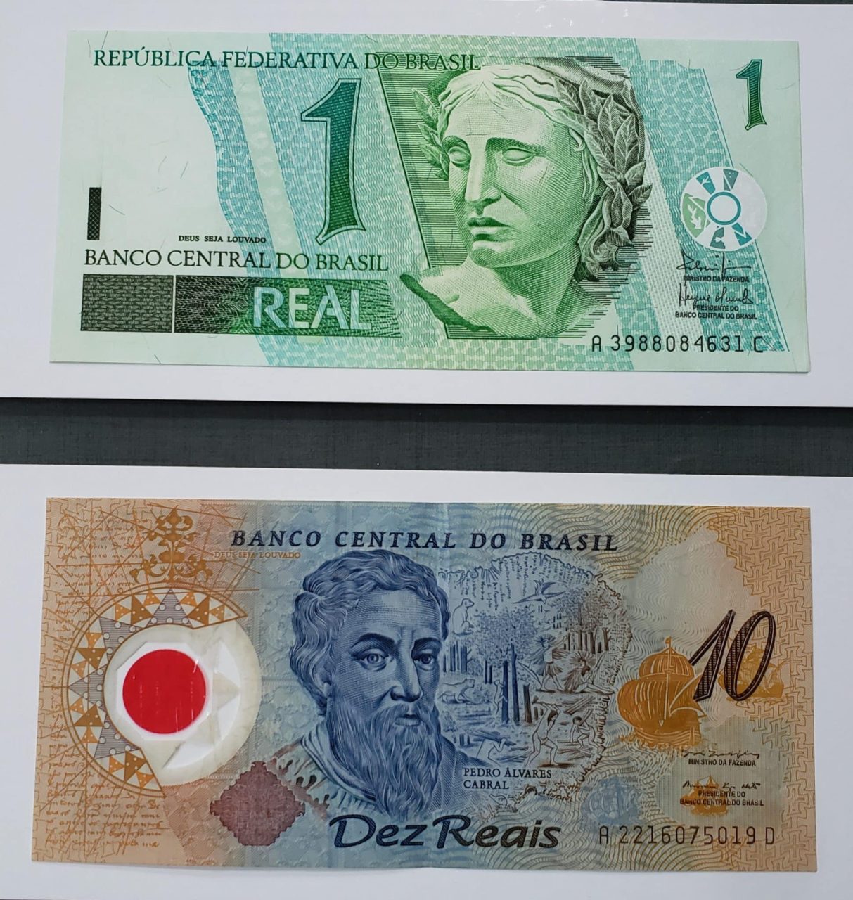 Cédulas de 1 e 10 Reais Polímero Soberbas