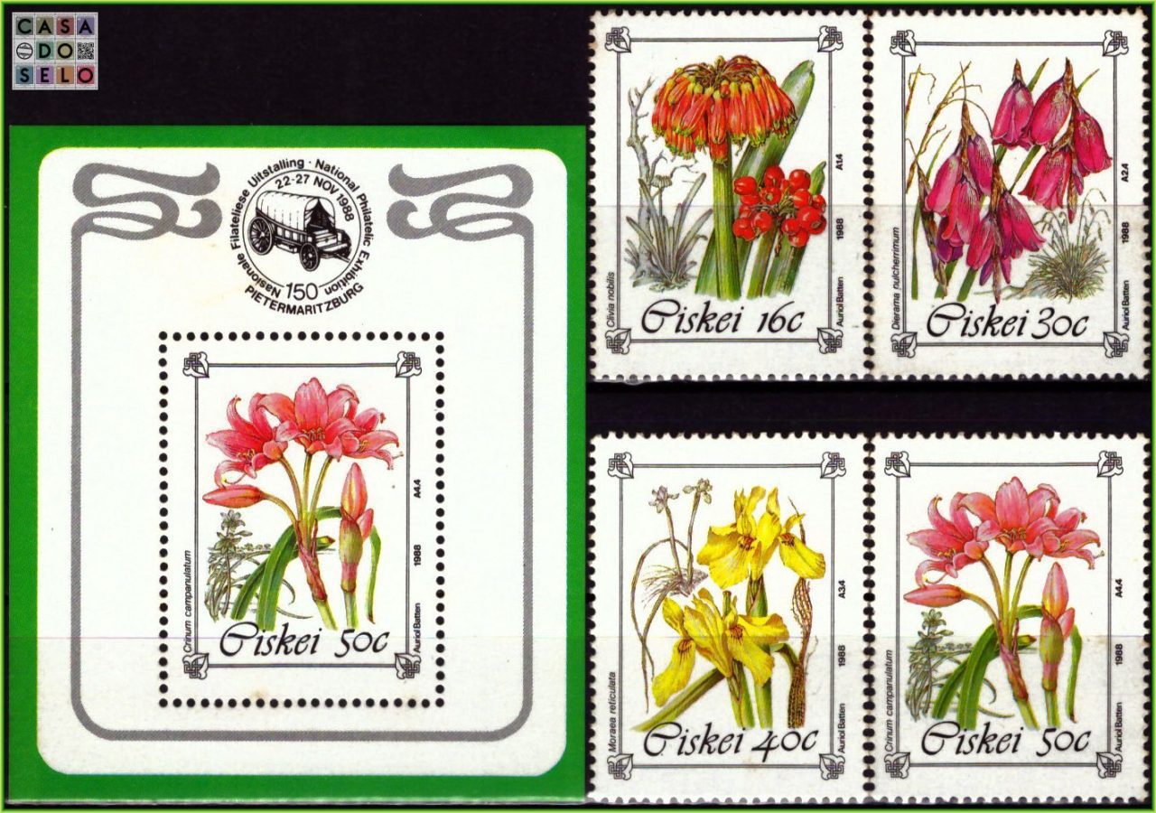 Ciskei (África do Sul) - Plantas ameaçadas e protegidas - 1988 - S/Completa + Bloco