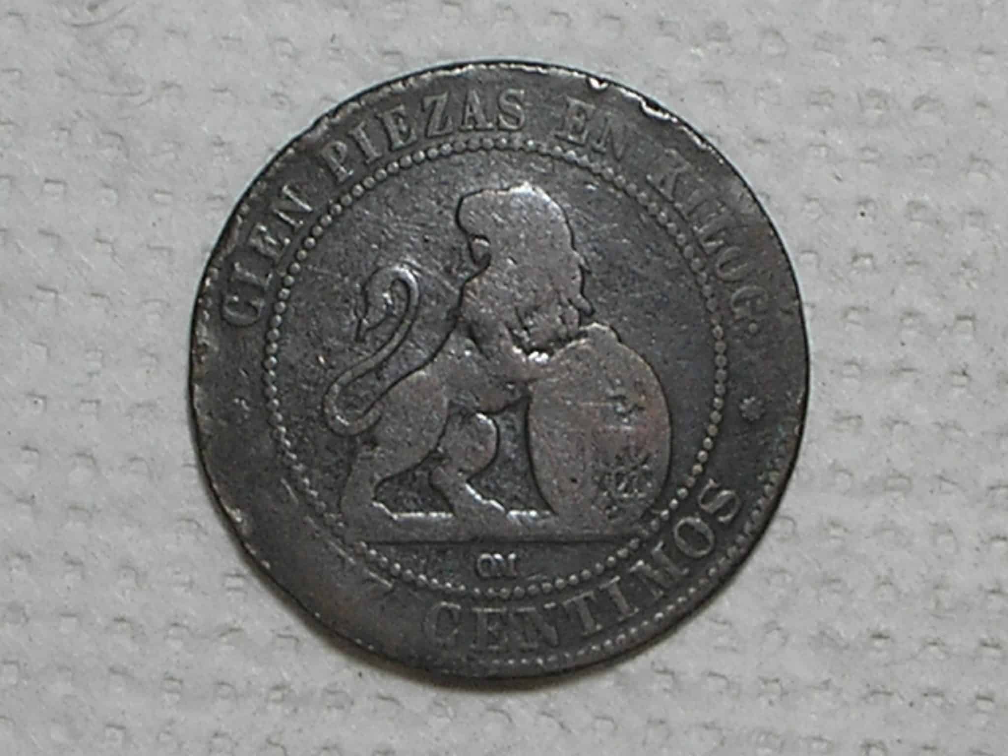 Espanha) 10 Centimos - 1870-om - Barcelona Mint / Cobre / box40