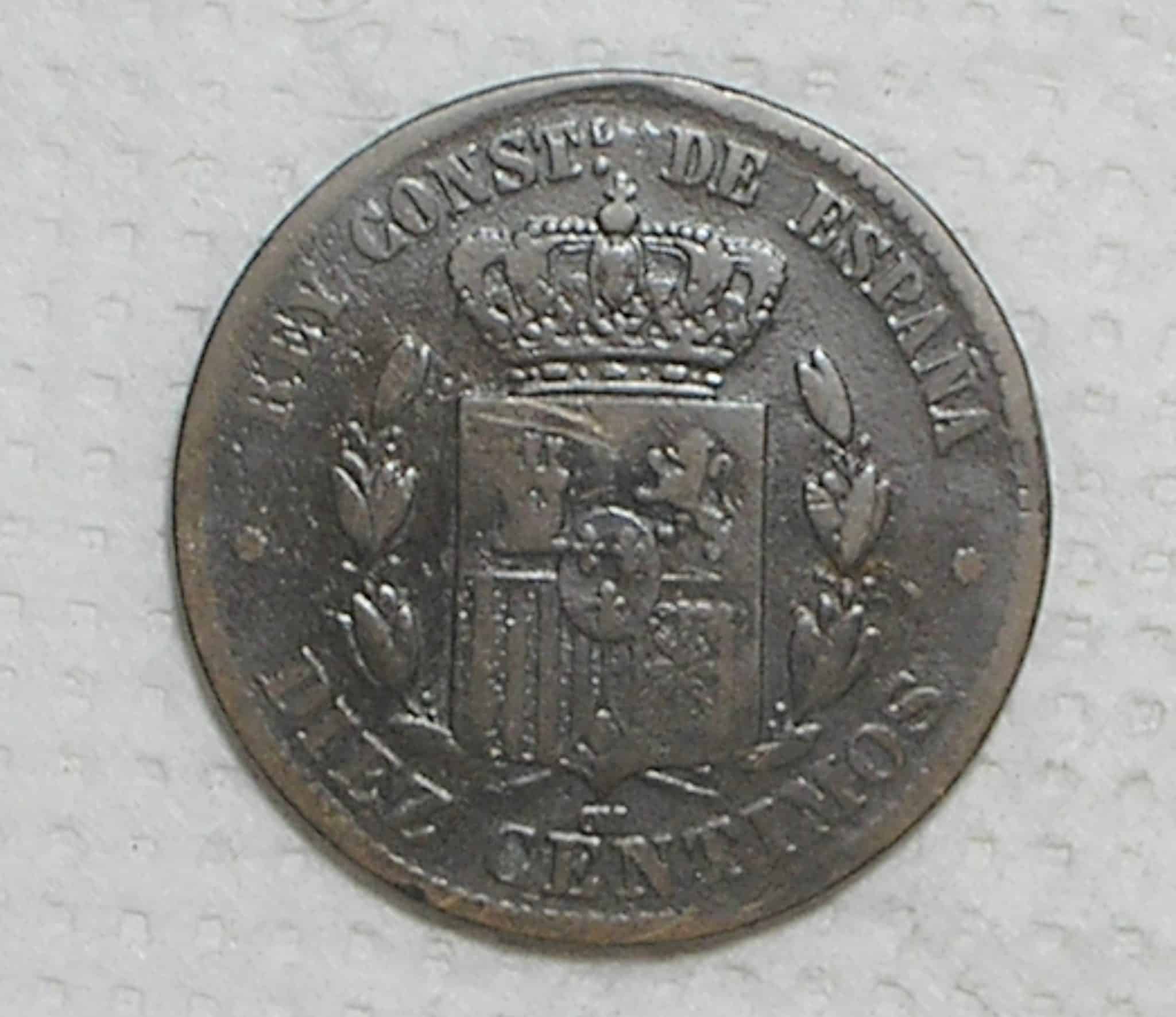 Espanha) 10 Centimos - 1878-om - Barcelona Mint / Bz / box40