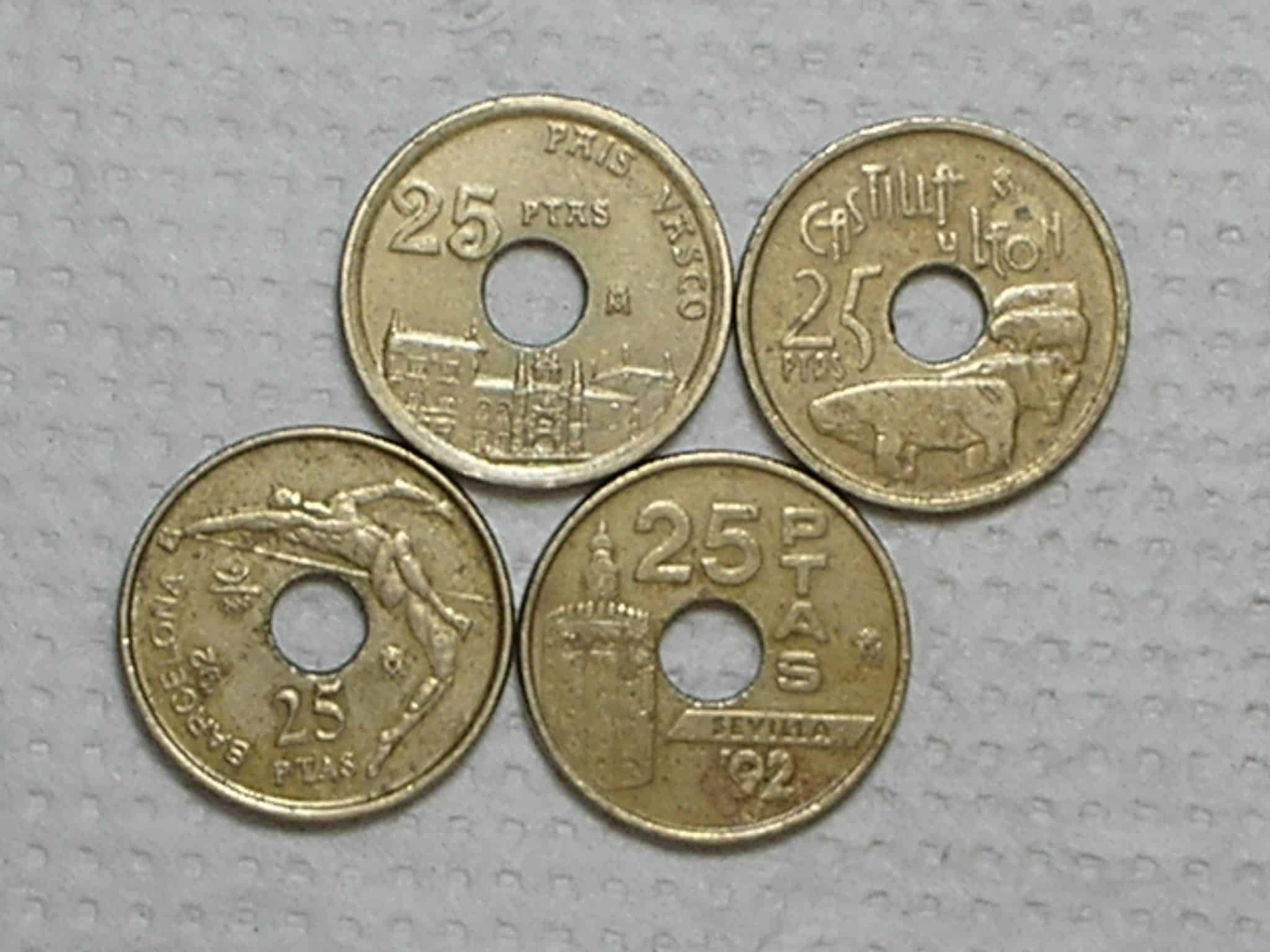 Espanha) 25 Pesetas - 1991-Barcelona 92 / 1992-Sevilha 92 / 1993-Pais Vasco / 1995-Castille y Leon / Ni/Bz / box40