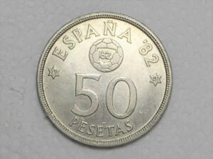 Espanha) 50 Pesetas - 1980(81) / Copa do mundo de 82 / Flor de cunho / Co/Nil / box34
