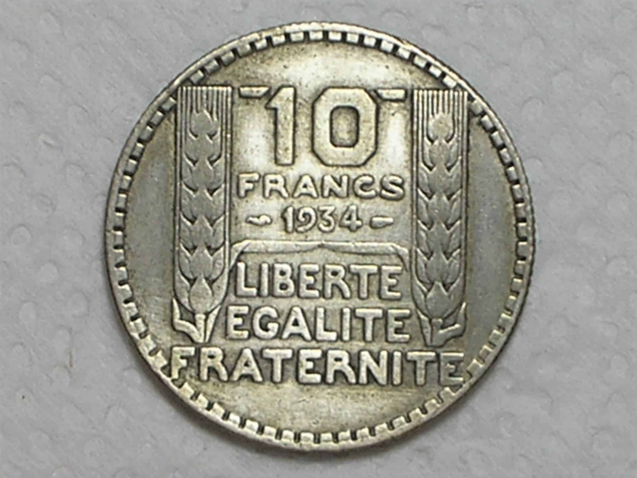 França) 10 Francs - 1934 / Prata / box35