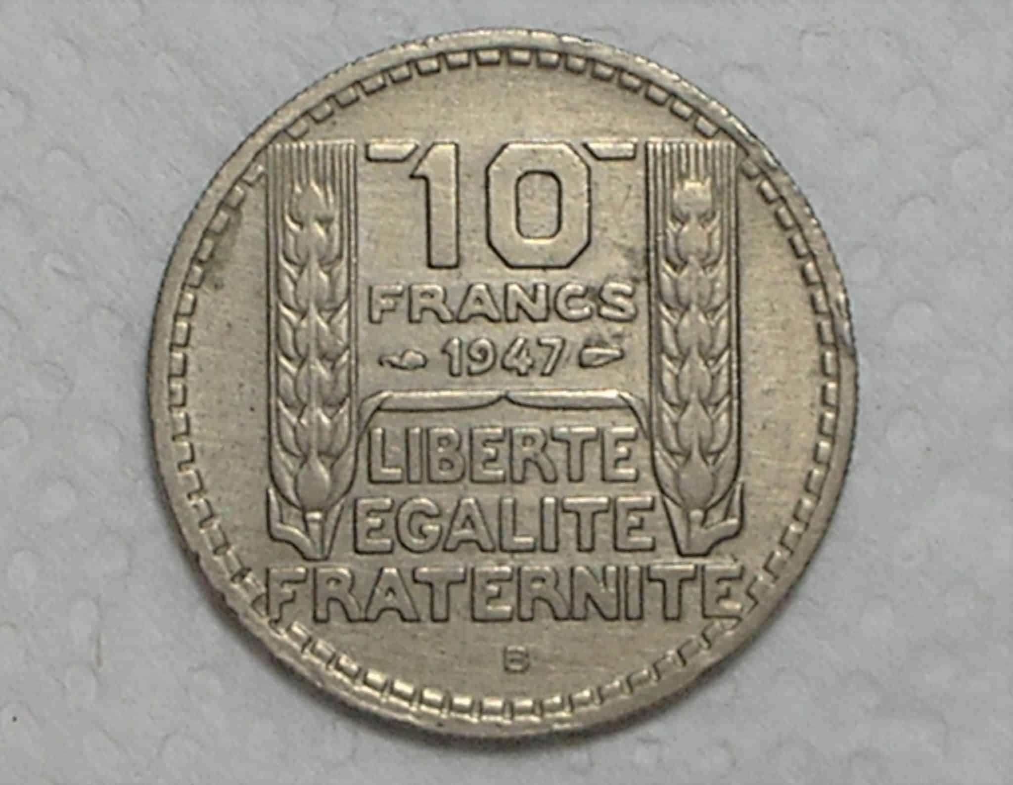 França) 10 Francs - 1947-b / Co/Ni / S/Fc / box35