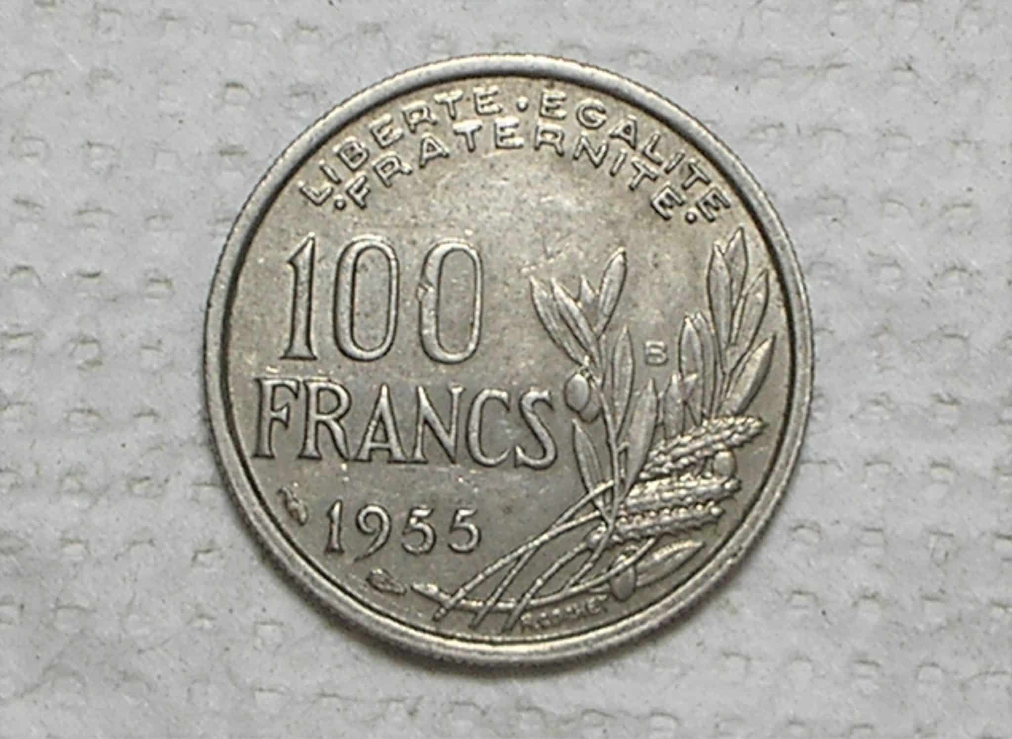 França) 100 Francs - 1955-b / Cu/Ni / Sob / box40