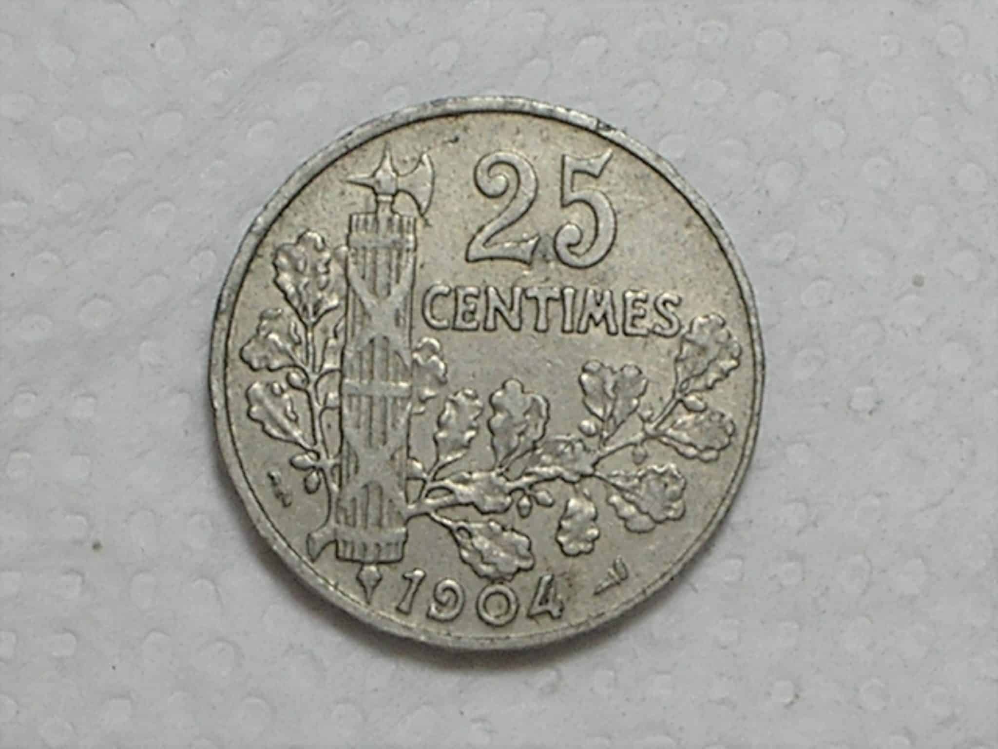 França) 25 Centimes - 1904 / Co/Ni / box34