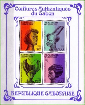 Gabão - Penteados tradicionais - 1981 - Bloco