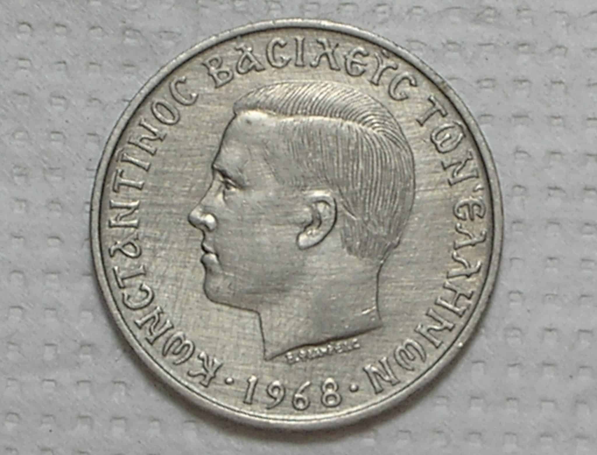 Grecia) 10 Drachmes - 1968 - Constantine II / 30mm / Co/Ni / Sob / box40
