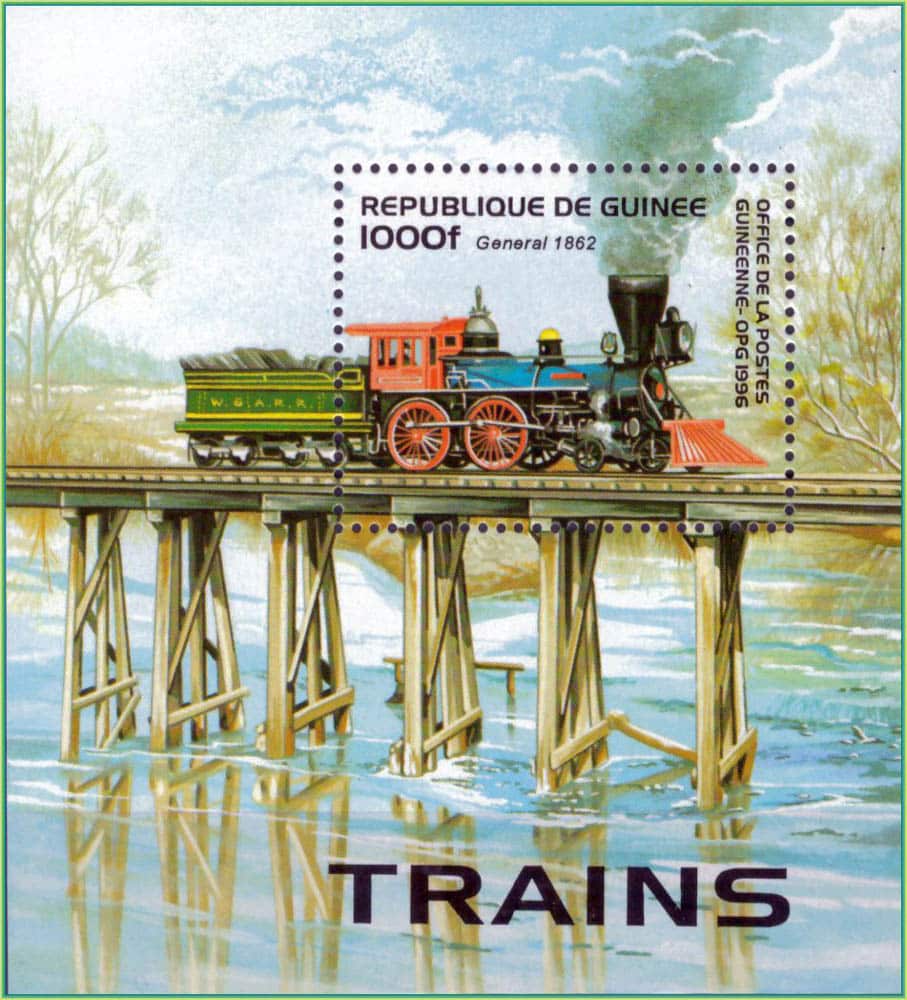 | Casa do Colecionador Guiné - Locomotiva General 1862 - 1996 - Bloco