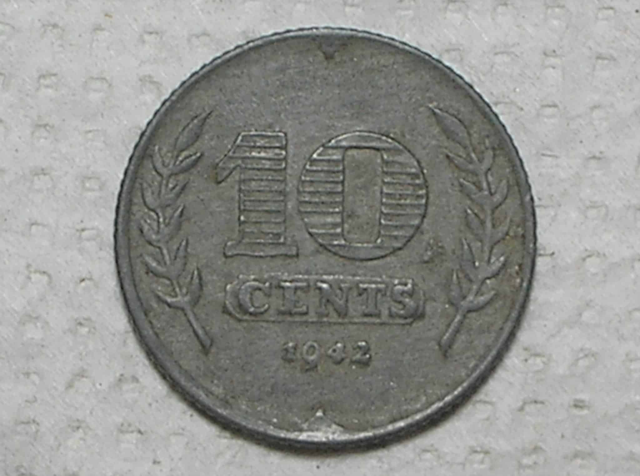 Holanda) 10 Cents - 1942 / Zinco / box40