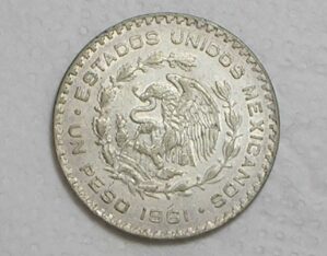 - México) 1 Peso - 1961 - Morelos / Prata / Flor de cunho / box36