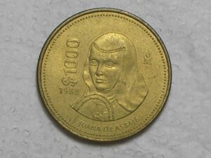 México) 1.000 Pesos - 1988 / Bz/al / Flor de cunho / box36