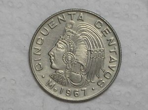 México) 50 Centavos - 1967 / Co/Ni / Flor de cunho - raro no estado / box36