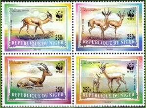 Níger - Gazelas - 1998 - S/Completa - Bloco com 4 selos - WWF