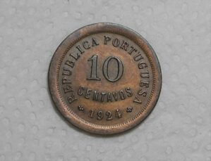 Portugal) 10 Centavos - 1924 / Escassa / Co/Ni / Soberba / box37