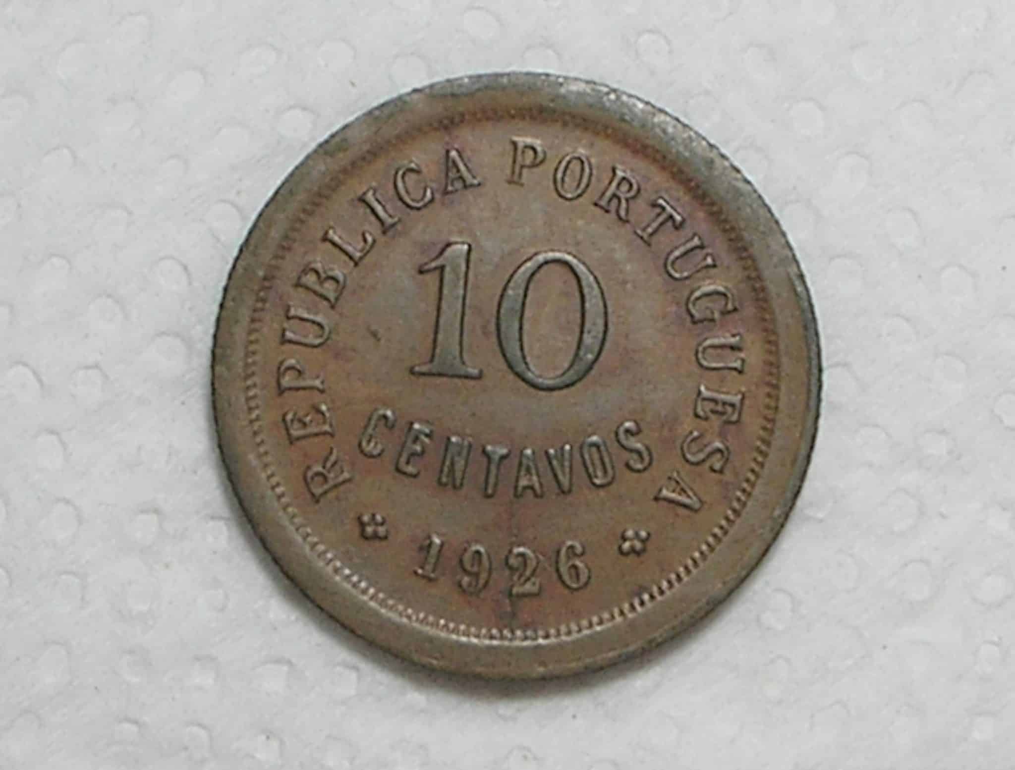 Portugal) 10 Centavos - 1926 / Bronze / Soberba / box37
