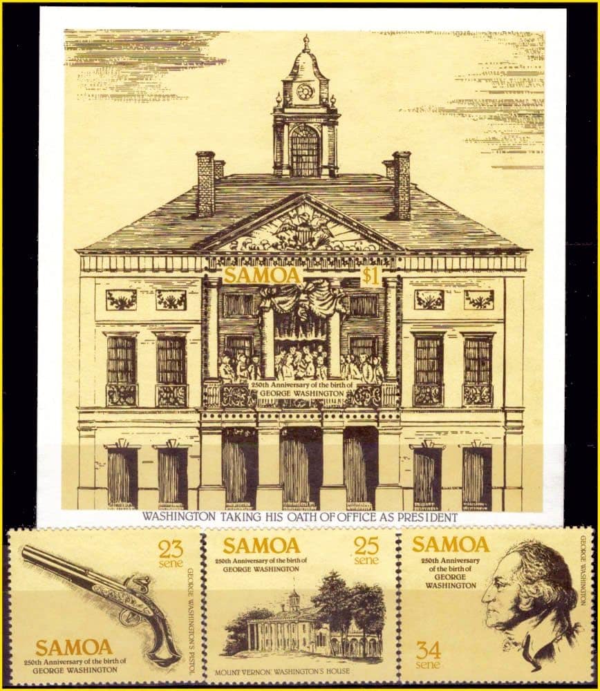 Samoa - 250º Aniversário do nascimento de George Washington - 1982 - S/Completa + Bloco