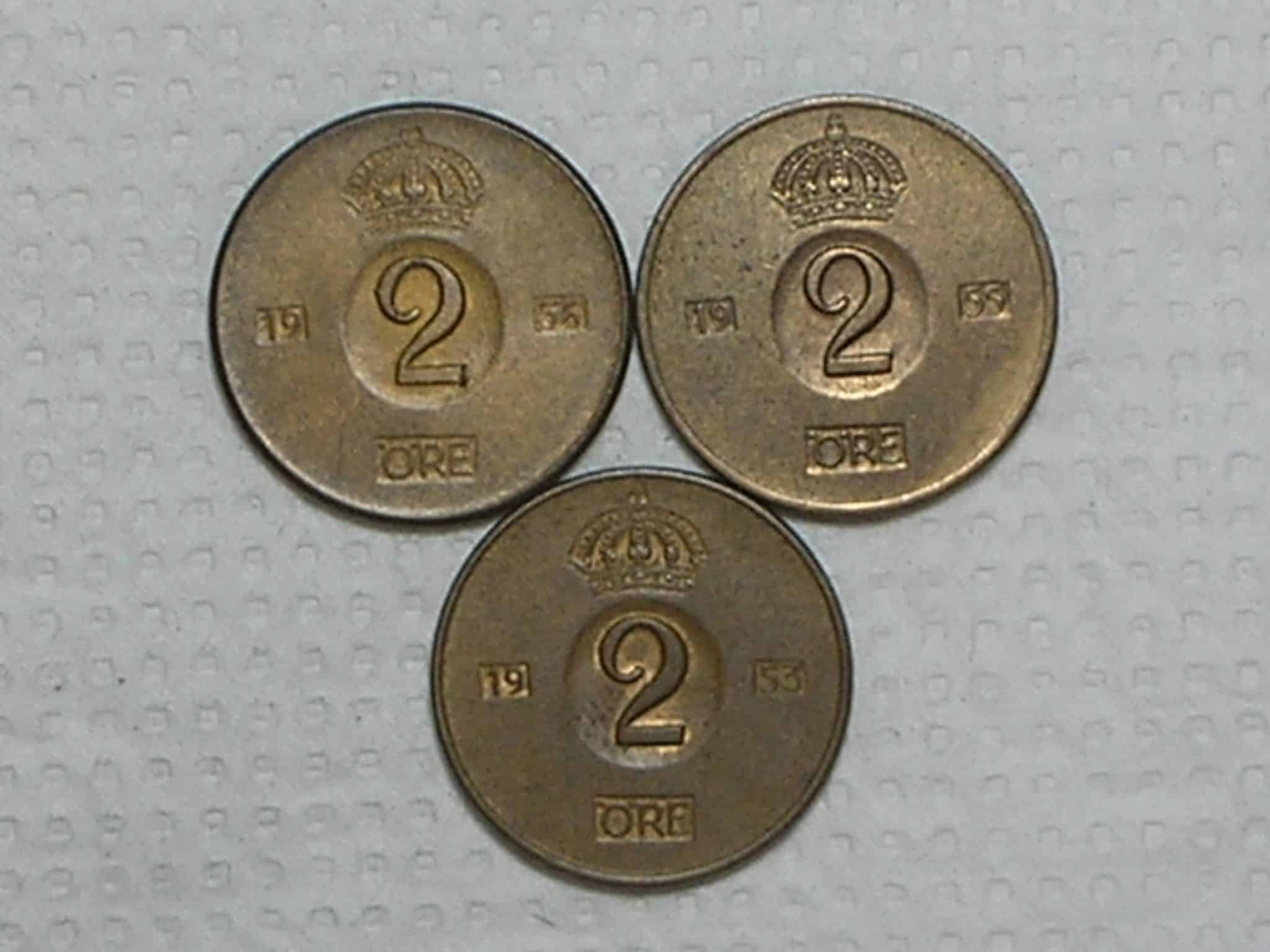 Suécia) 2 Ore - 1953/1955/1956 / Bronze / box38