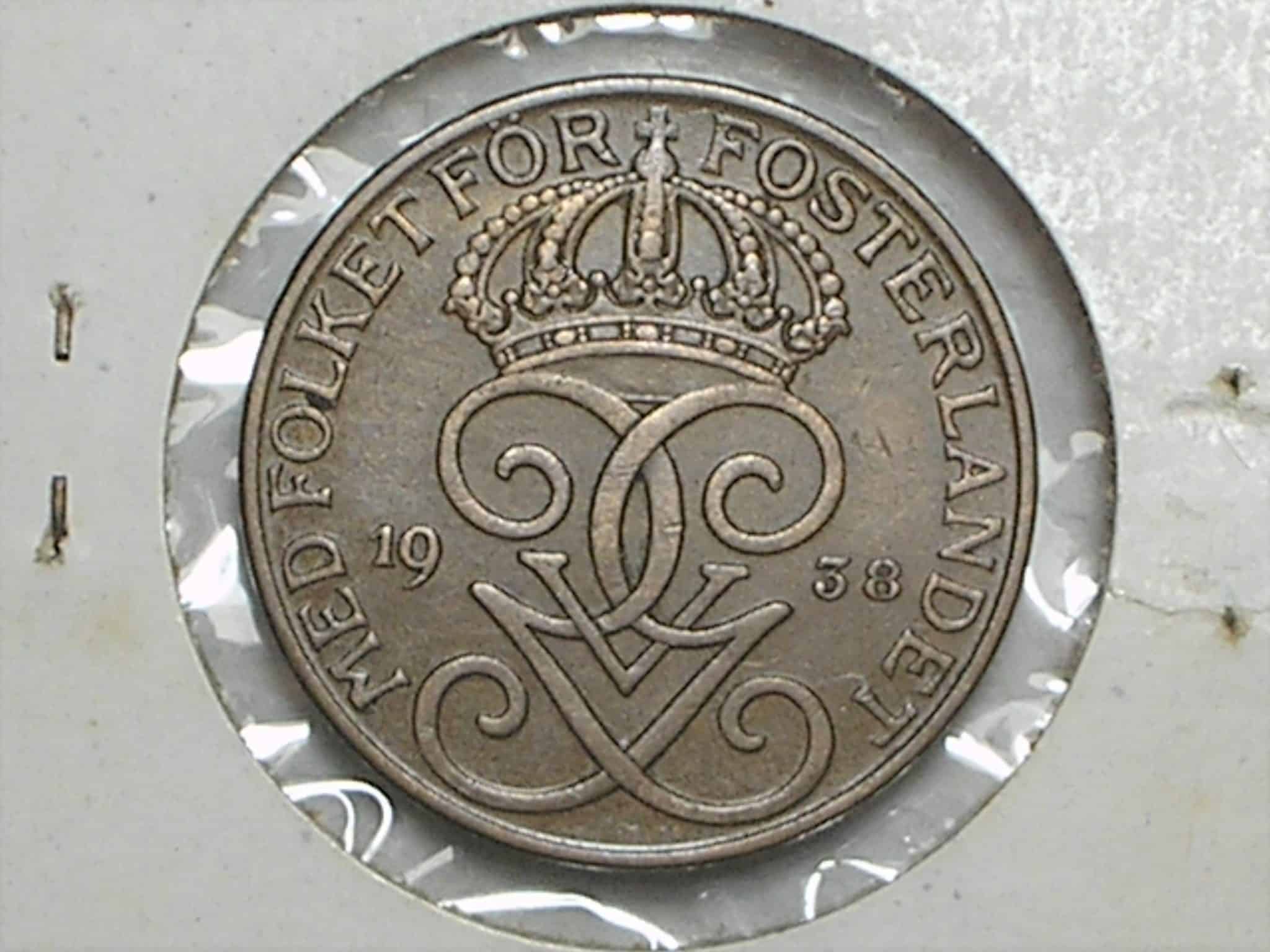 Suécia) 5 Ore - 1938 / Bronze / Sob / box38