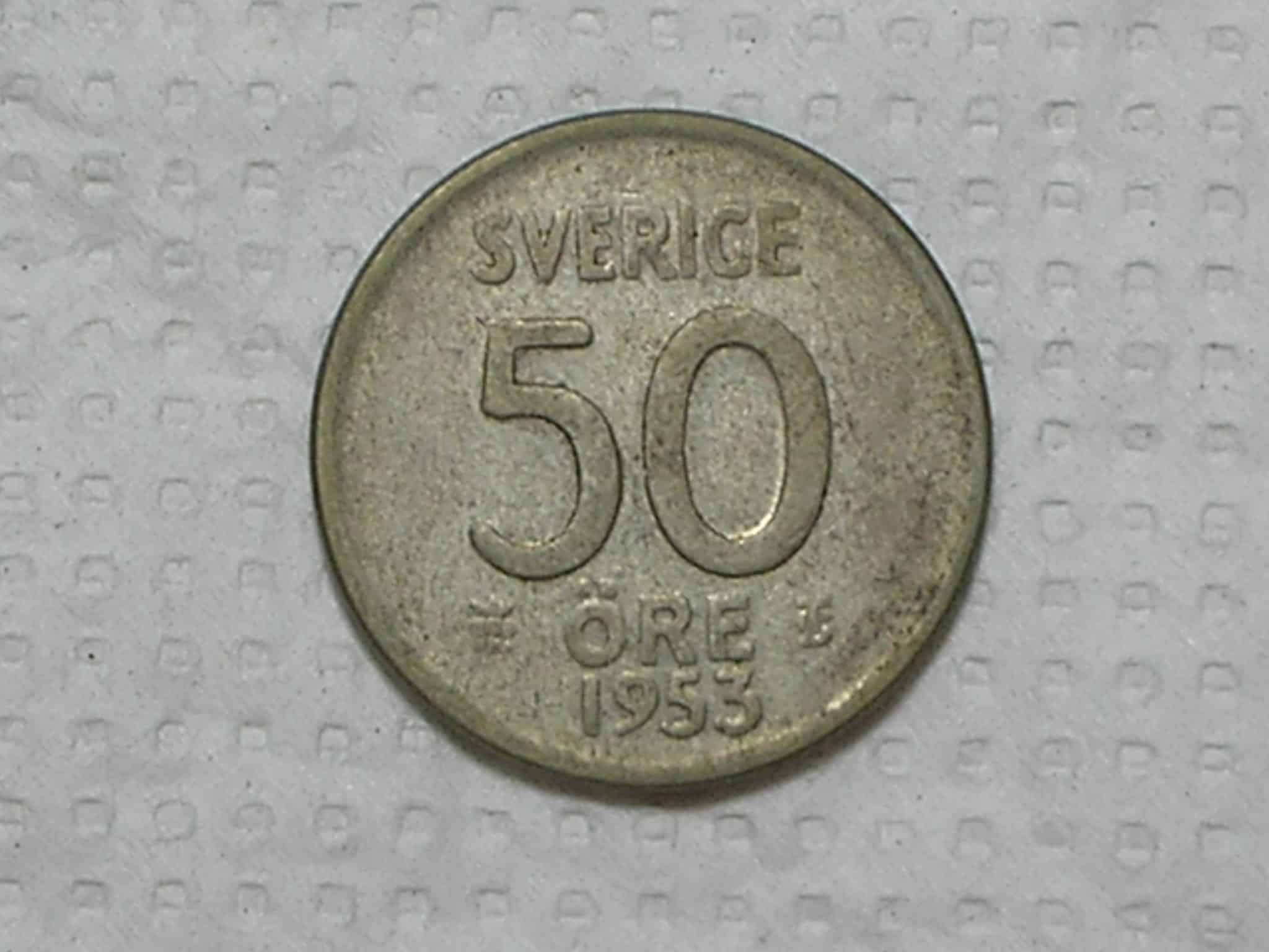 Suécia) 50 Ore - 1953 / prata / box38
