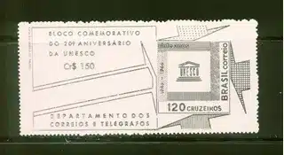 Bloco Selo Serie 20o Aniversario Da Unesco 1966 Casa do Colecionador
