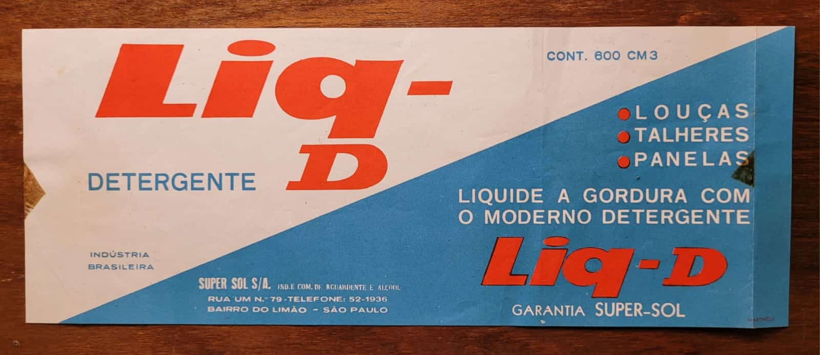 Propaganda Antiga Liq D Detergente 1 Casa do Colecionador