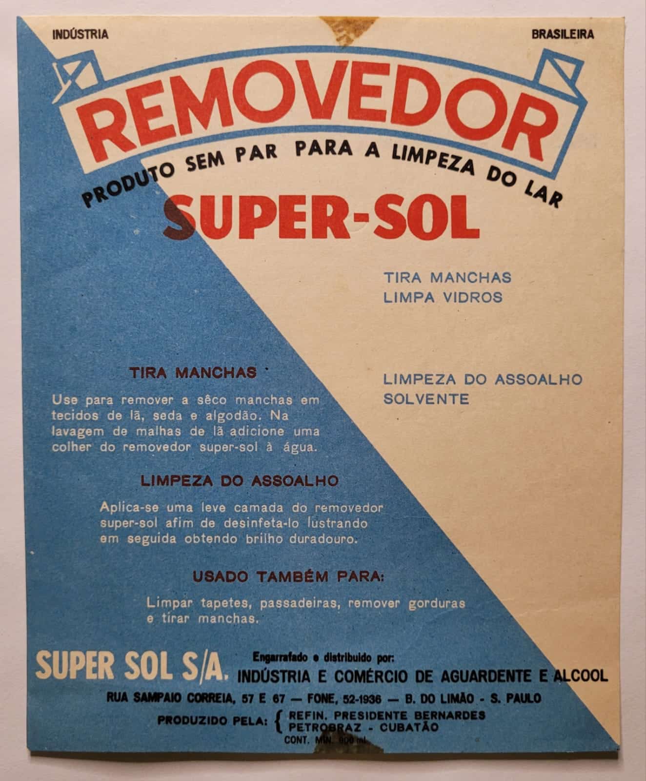 Propaganda Antiga Removedor Super Sol 1 Casa do Colecionador