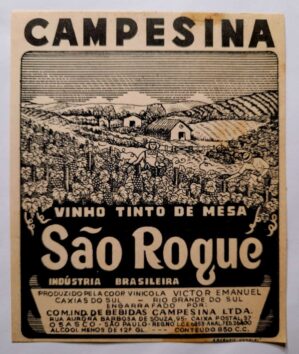 Antigo Rótulo de Vinho Tinto de Mesa - São Roque - Caixas do Sul/RS