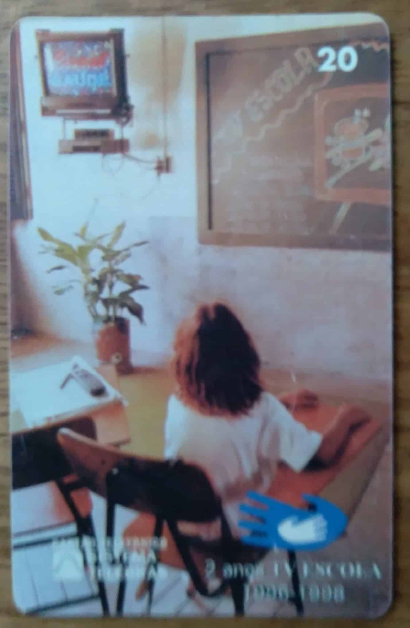 Cartão Telefone. Sistema Telebras 00 1998 CSM. TV escola 2 anos.