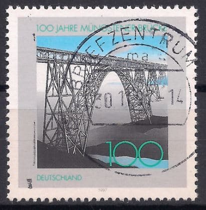 Filatelia Alemanha 100o Aniversario Da Ponte De Mungstener 1997 Carimbado Selos Postais