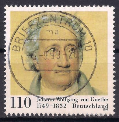 Filatelia Selo Alemanha Goethe 250o Aniversario De Nascimento 1999 Carimbado Selos Postais