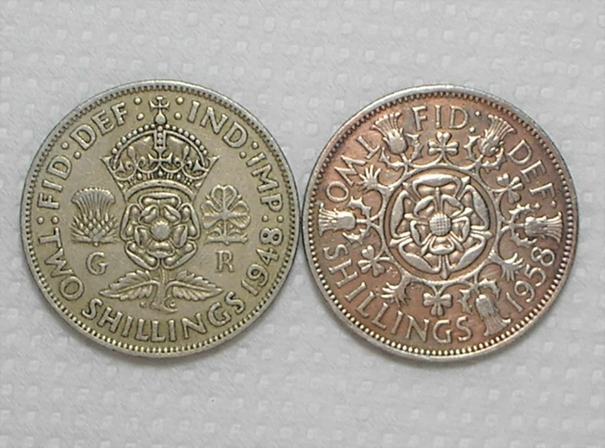 Inglaterra) 2 Shillings - 1948 / 1958 / 28.3mm / Co/Ni / box41