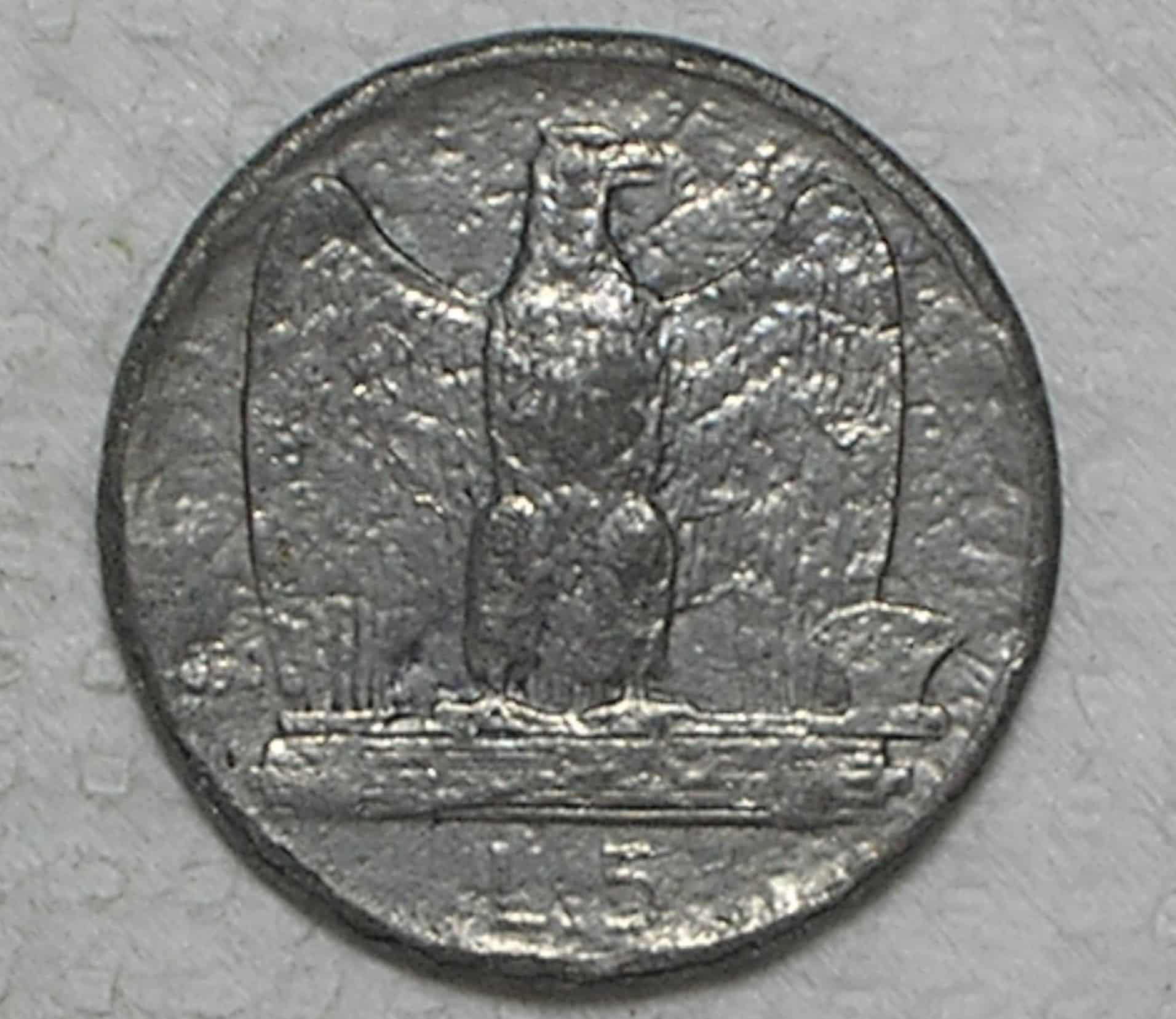 | Casa do Colecionador Italia 5 Liras 1930 Falsa Da Epoca Metal Tipo Chumbo E Niquel Box42