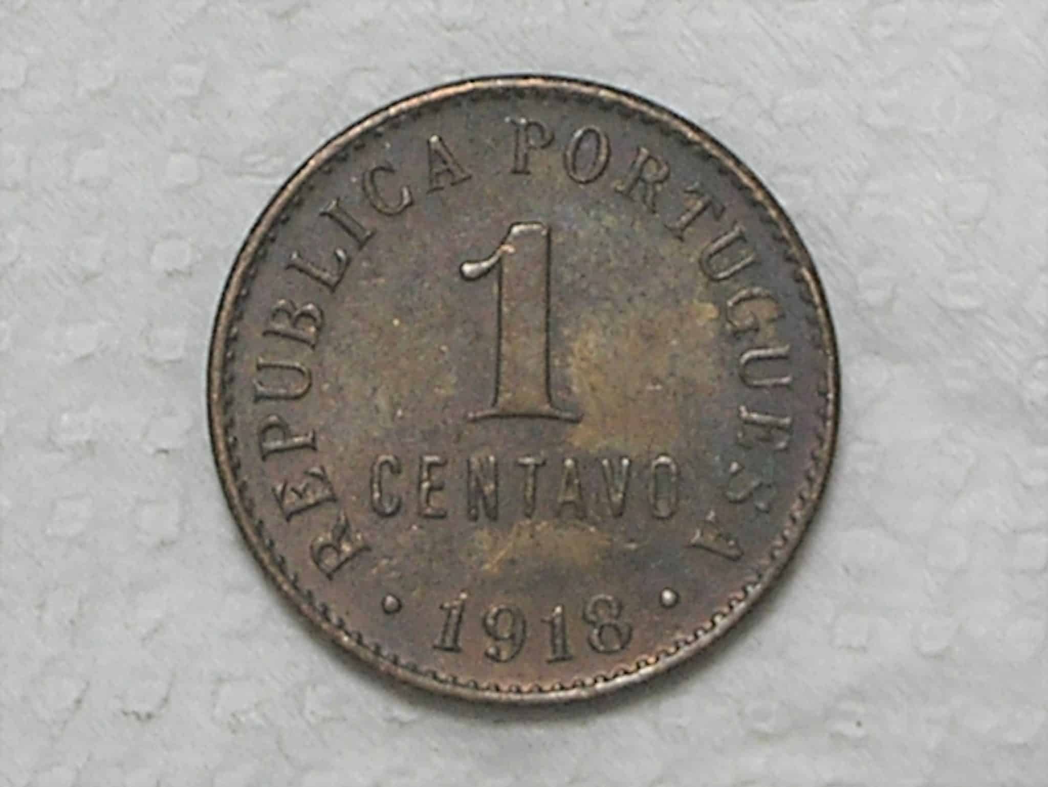 Portugal) 1 Centavo - 1918 / Bronze / box42