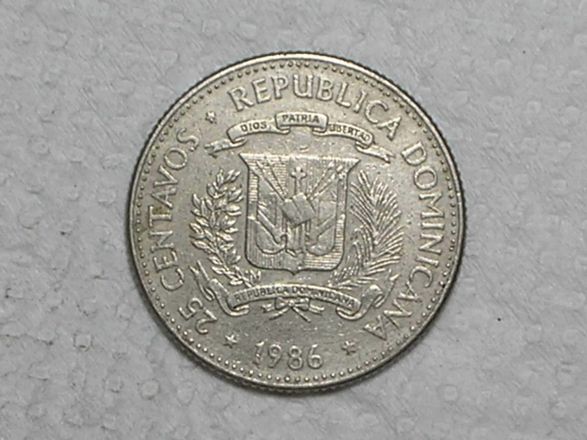 República Dominicana) 25 Centavos -1986 / Derechos Humanos / Cu/Ni / box42