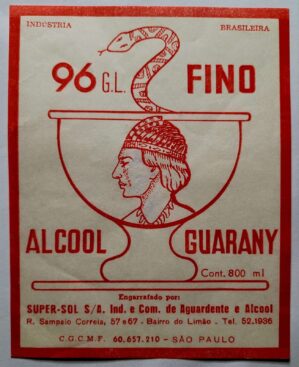 Rótulo Antigo - Alcóol Guarany