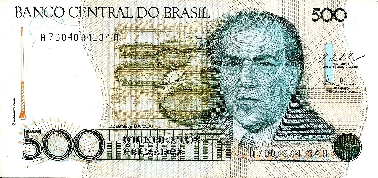 CÉDULA BRASIL 500 CRUZADOS 1987 VILLA LOBOS FE [BRASIL/REPÚBLICA]